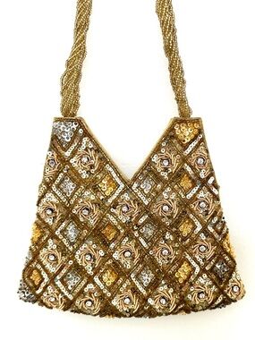 Gold Beaded Bollywood Mini Bag Made in India